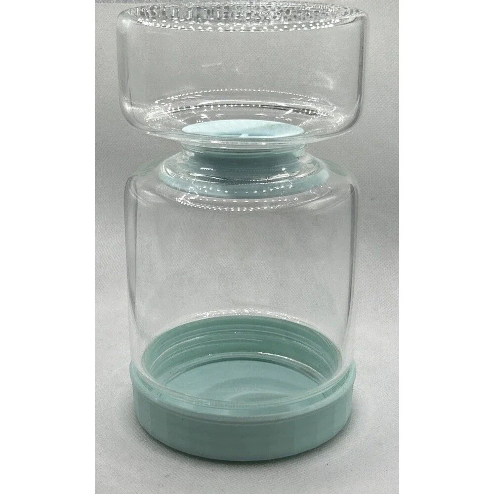 Pickle or Olive Hourglass Jar with Strainer Flip Pickle Juice Separator Aqua